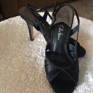 NikeAir by Cole Haan. Black Satin, peep toe, heels